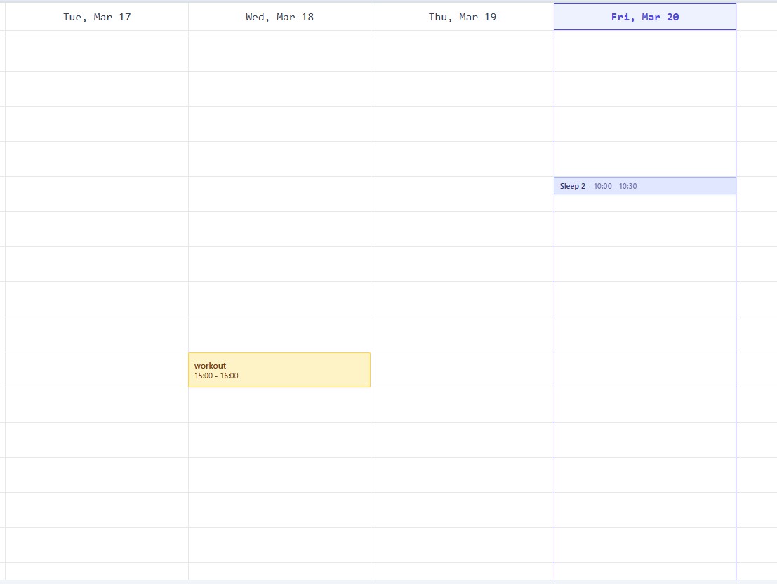 React Calendar project screenshot